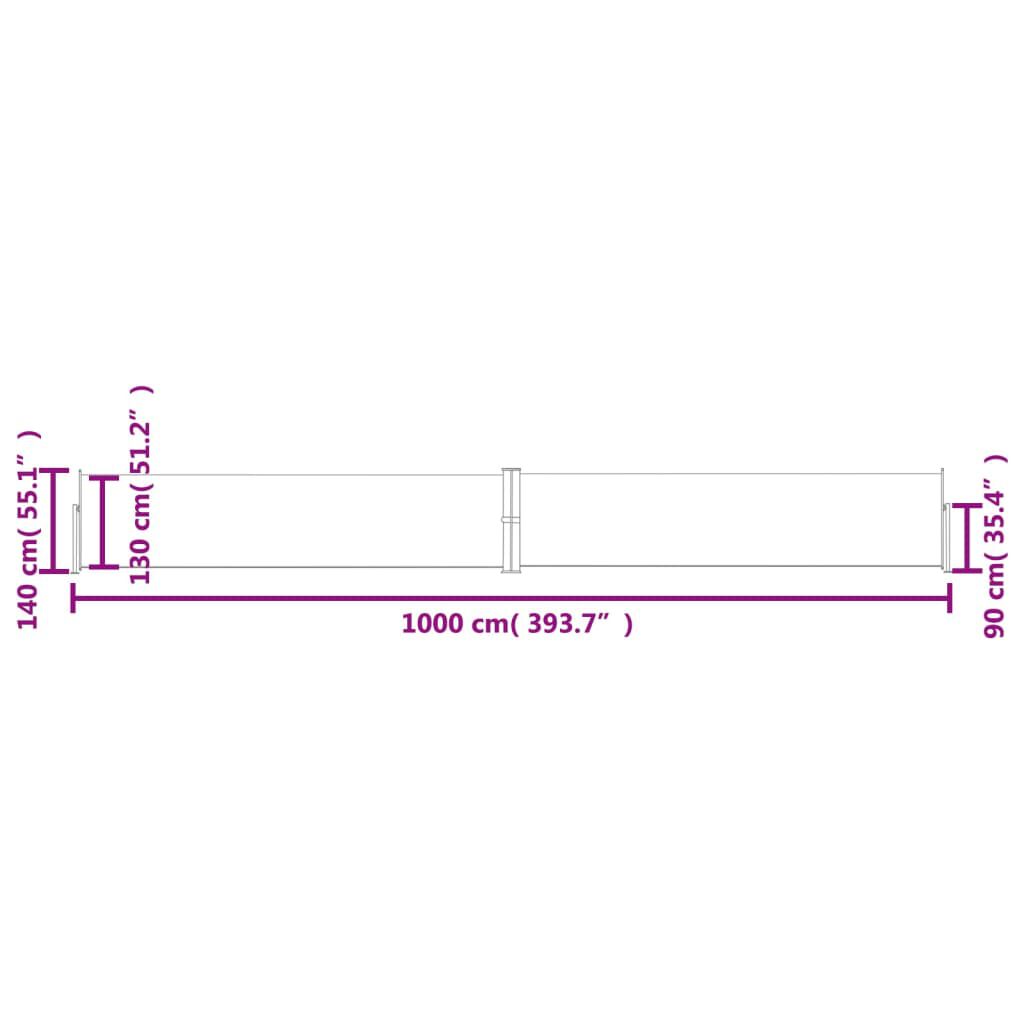 vidaXL Σκίαστρο Πλαϊνό Συρόμενο Καφέ 140 x 1000 εκ.