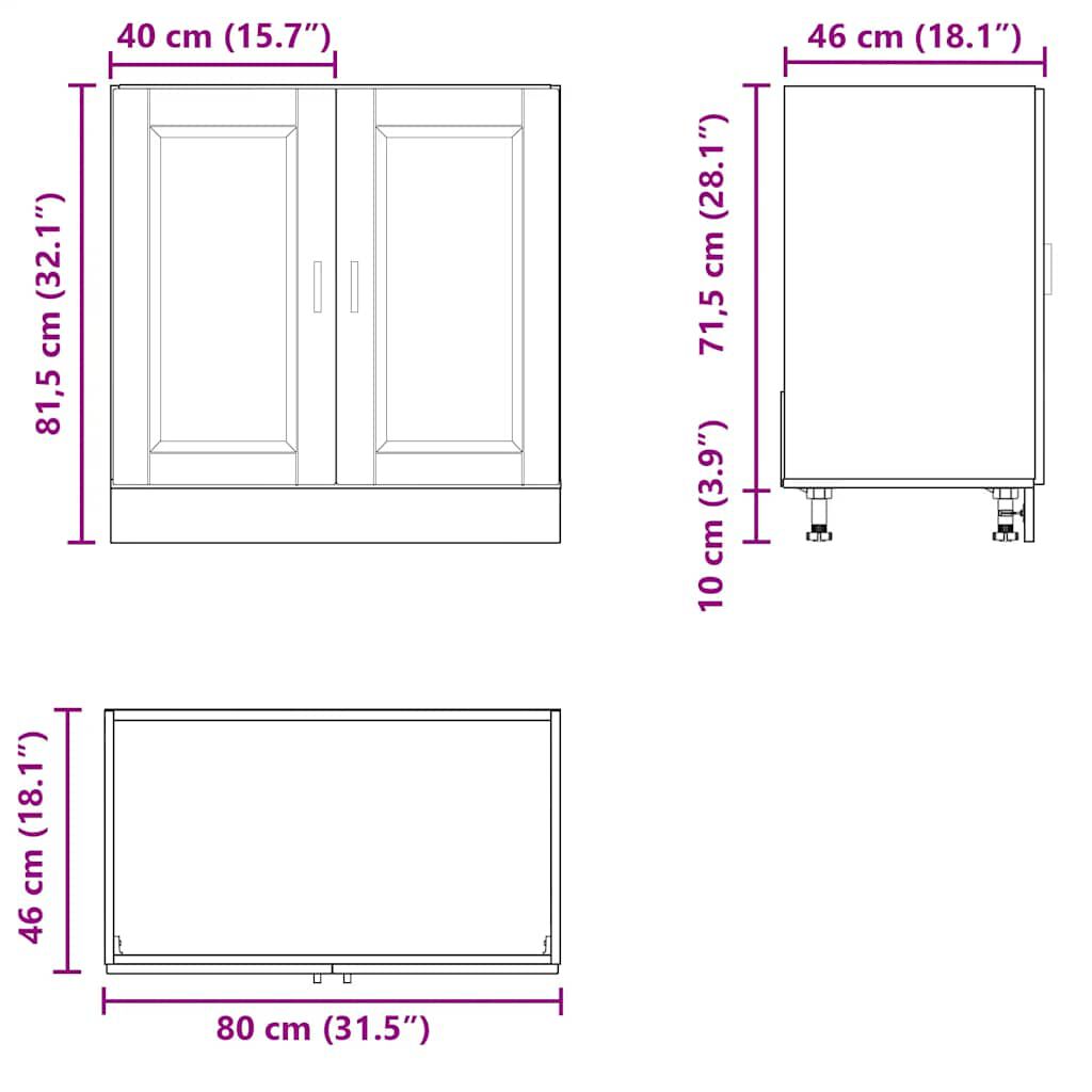 vidaXL Ντουλάπι βάσης νεροχύτη Porto Γκρι μπετόν 80x46x81,5 cm