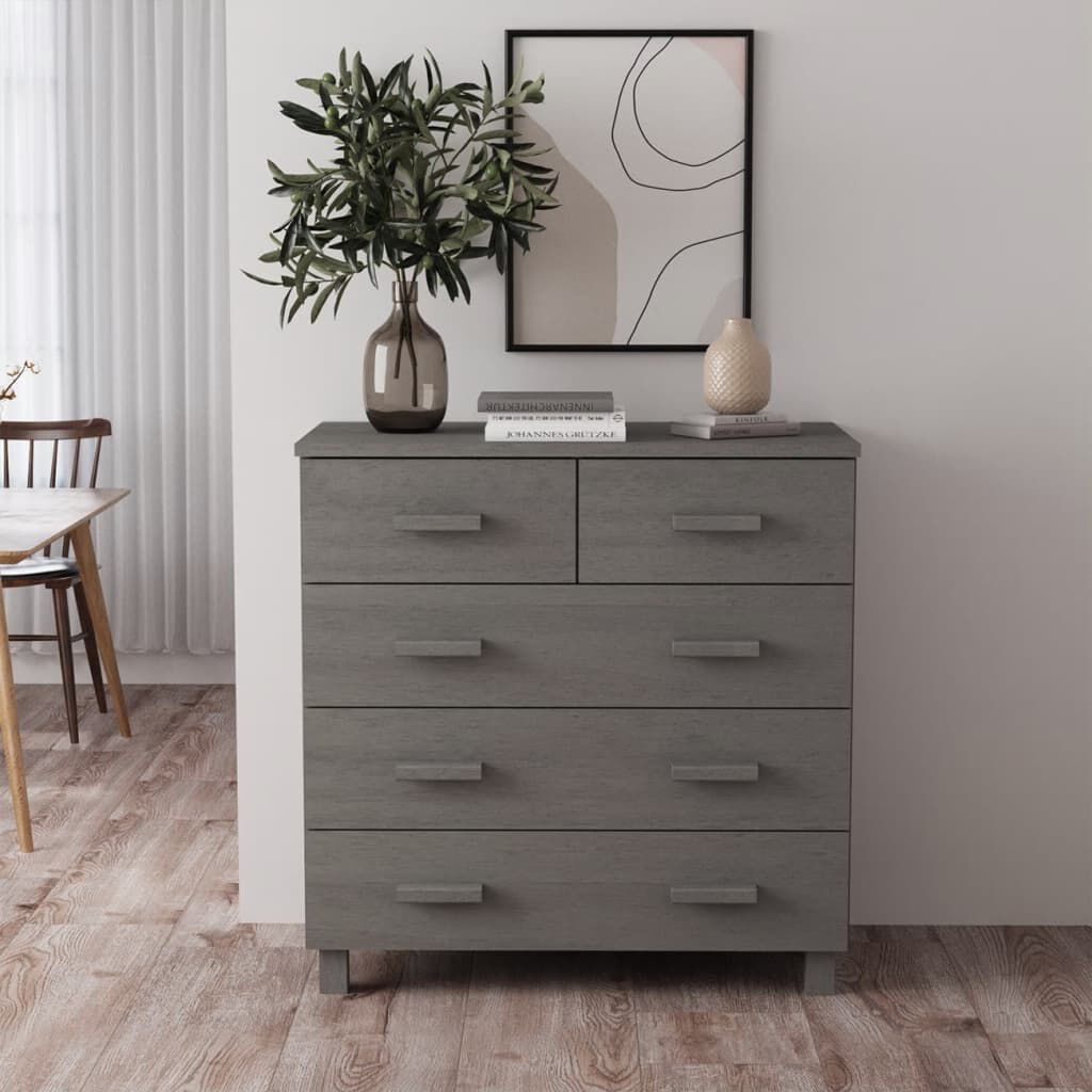 vidaXL Συρταριέρα HAMAR Αν. Γκρι 79 x 40 x 80εκ. από Μασίφ Ξύλο Πεύκου