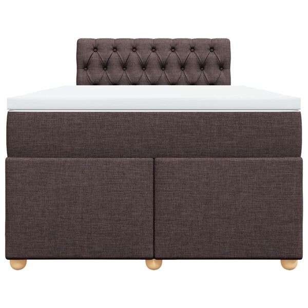 vidaXL Κρεβάτι Boxspring με Στρώμα Σκούρο Καφέ 120x190 εκ Υφασμάτινο