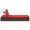 vidaXL Ξαπλώστρα με πλωτό μαξιλάρι Brown Poly Rattan