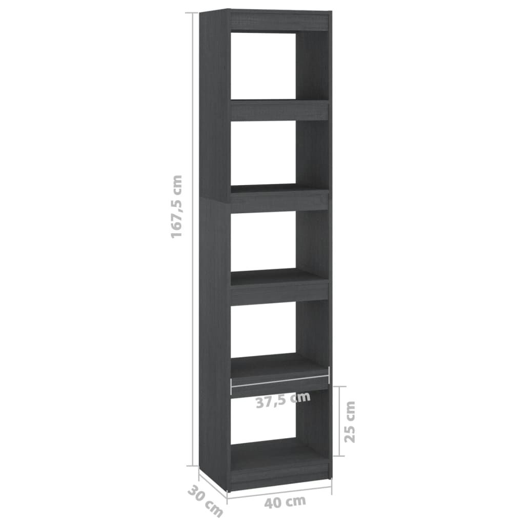 vidaXL Βιβλιοθήκη/Διαχωριστικό Χώρου Γκρι 40x30x167,5 εκ. Ξύλο Πεύκου