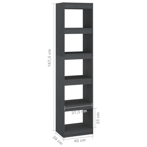 vidaXL Βιβλιοθήκη/Διαχωριστικό Χώρου Γκρι 40x30x167,5 εκ. Ξύλο Πεύκου