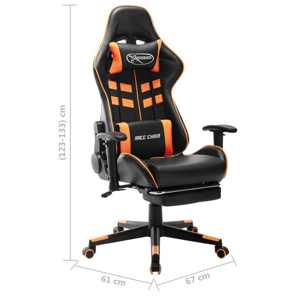 vidaXL Καρέκλα Gaming με Υποπόδιο Μαύρο/Πορτοκαλί από Συνθετικό Δέρμα