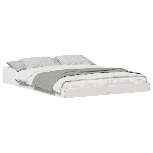 vidaXL Σκελετός Κρεβατιού Λευκό 135 x 190 cm Μασίφ ξύλο πεύκου