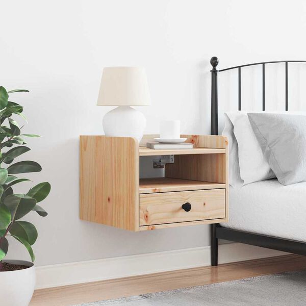 vidaXL Κομοδίνο με συρτάρι Καφέ 38 x 36 x 29.5 εκ Μασίφ ξύλο πεύκου