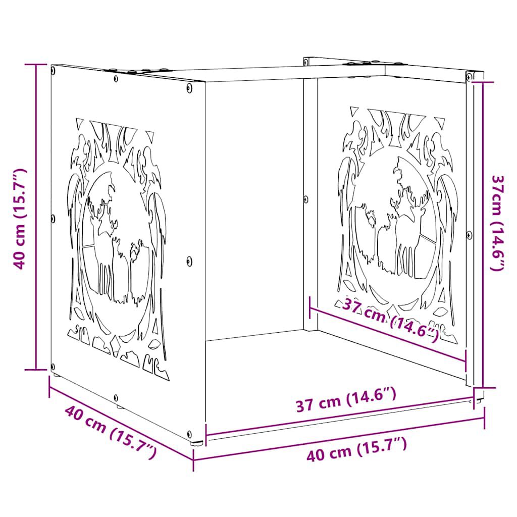 Ράφι για καυσόξυλα vidaXL 40x40x40 cm Ατσάλι σκληρυθέν στον αέρα