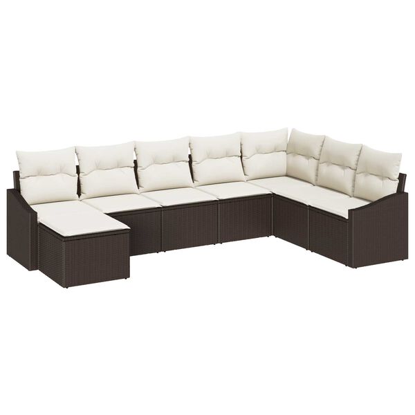vidaXL Σετ Καναπέ Κήπου 8 pcs Καφέ Πολυ ράταν