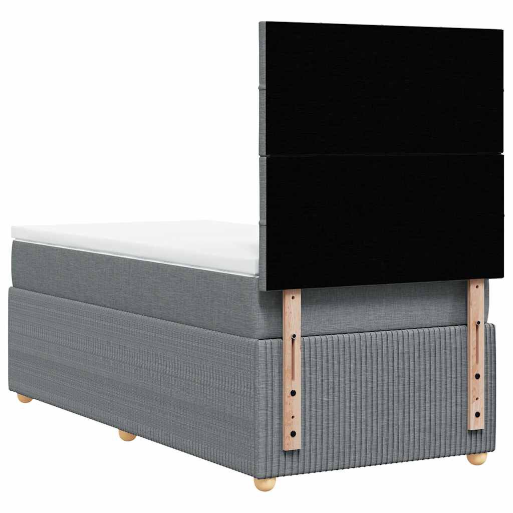 vidaXL Κρεβάτι Boxspring με Στρώμα Ανοιχτό Γκρι 90x200 εκ. Υφασμάτινο