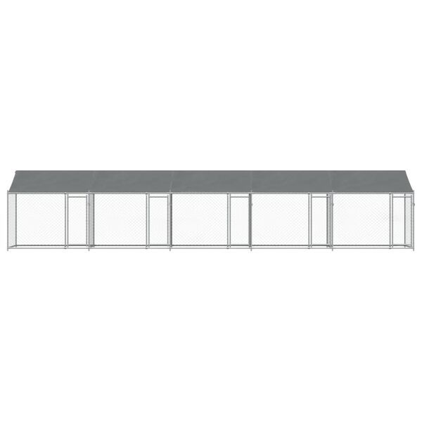 vidaXL Κλουβί Σκύλου με Οροφή και Πόρτες Γκρι 10x2x2 μ. Γαλβ. Χάλυβας