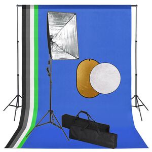 vidaXL Κιτ Φωτισμού Φωτογραφικού Στούντιο Softbox, Φόντο & Ανακλαστήρα