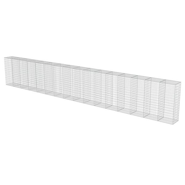 vidaXL Συρματοκιβώτιο Τοίχος 900x50x150 εκ. Γαλβαν.Χάλυβας + Καλύμματα