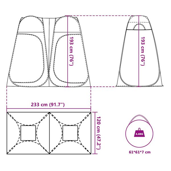 vidaXL Σκηνή Τουαλέτας/Πορτοκαλί Pop Up Γκρι/Πράσινο Αδιάβροχη