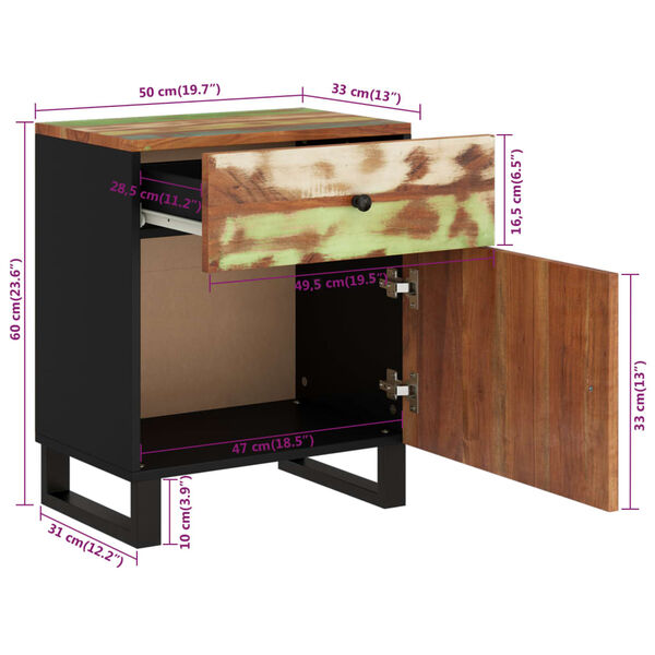 vidaXL Κομοδίνο 50 x 33 x 60 εκ. Μασίφ Ανακυκλωμένο Ξύλο & Επεξ. Ξύλο