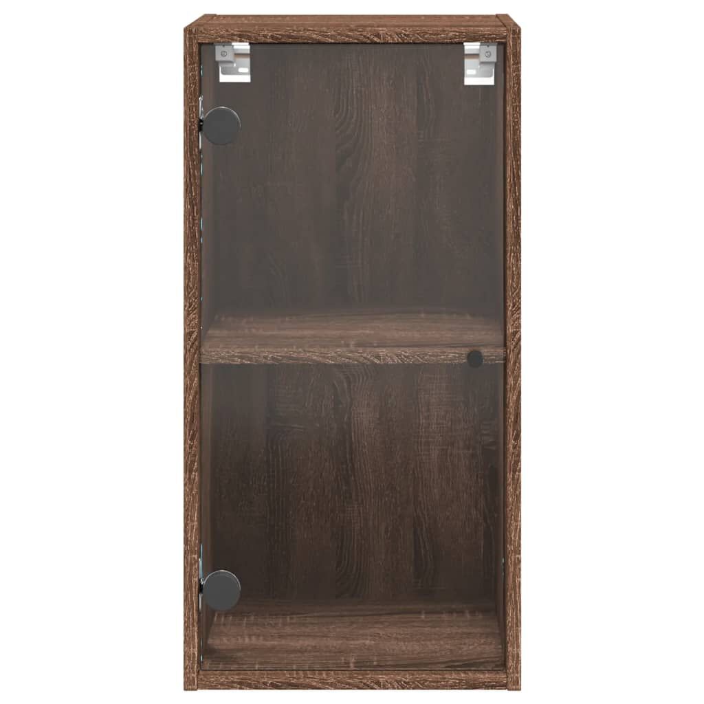 vidaXL Ντουλάπι Τοίχου Καφέ Δρυς 35x37x68,5 εκ. Γυάλινες Πόρτες