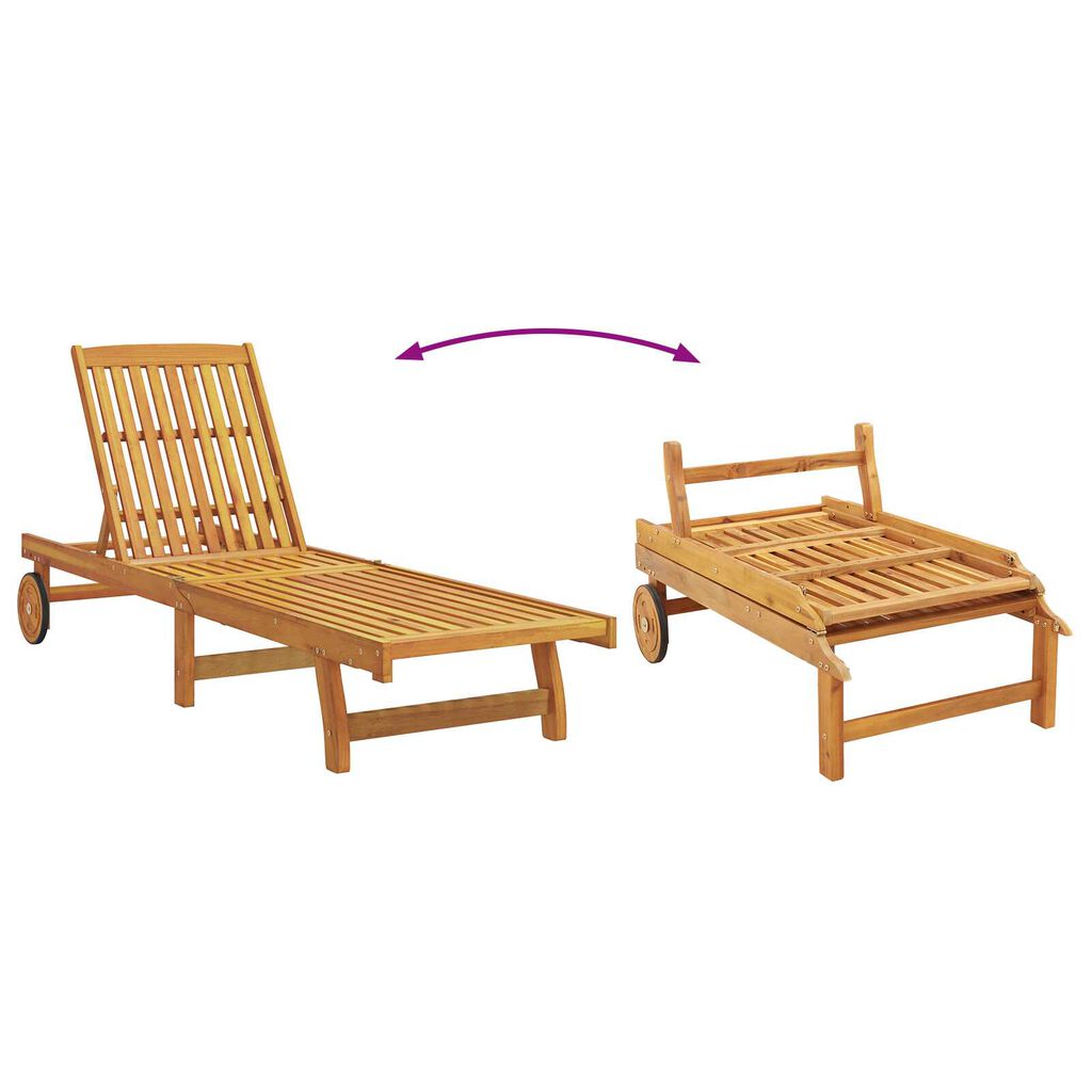 vidaXL Ξαπλώστρα 2 pcs Καφέ 63 x 199 x 85 εκ. Μασίφ ξύλο ακακίας