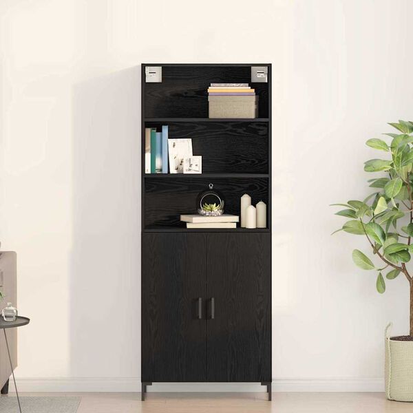 vidaXL Highboard &Mu;&alpha;ύ&rho;&eta; &Omicron;&xi;&upsilon;ά 69,5 x 34 x 180 &epsilon;&kappa;. &Epsilon;&pi;&epsilon;&xi;&epsilon;&rho;&gamma;&alpha;&sigma;&mu;έ&nu;&omicron; &xi;ύ&lambda;&omicron;