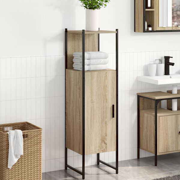 vidaXL Ντουλάπι Μπάνιου Μπεζ 33 x 33 x 120.5 εκ. Επεξεργασμένο ξύλο