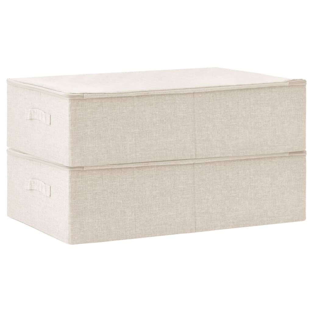 vidaXL Κουτιά Αποθήκευσης 2 τεμ. Κρεμ 70 x 40 x 18 εκ. Υφασμάτινα