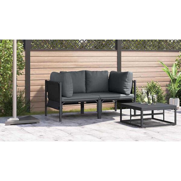 vidaXL Εξωτερικά Έπιπλα με μαξιλάρι με μαξιλάρι 2 pcs Ανθρακί Ατσάλι