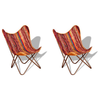 vidaXL Καρέκλες Πεταλούδα 2 τεμ. Πολύχρωμες από Ύφασμα Chindi