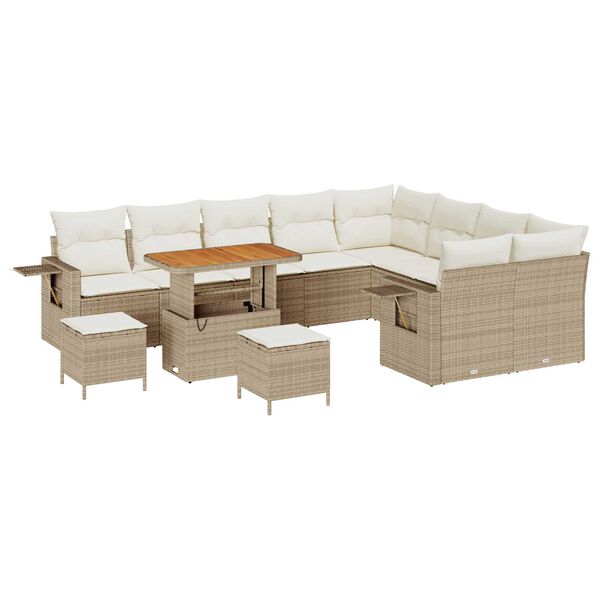vidaXL Σετ Καναπέ Κήπου 12 pcs μπεζ και κρεμ 90 x 55 x 71 cm