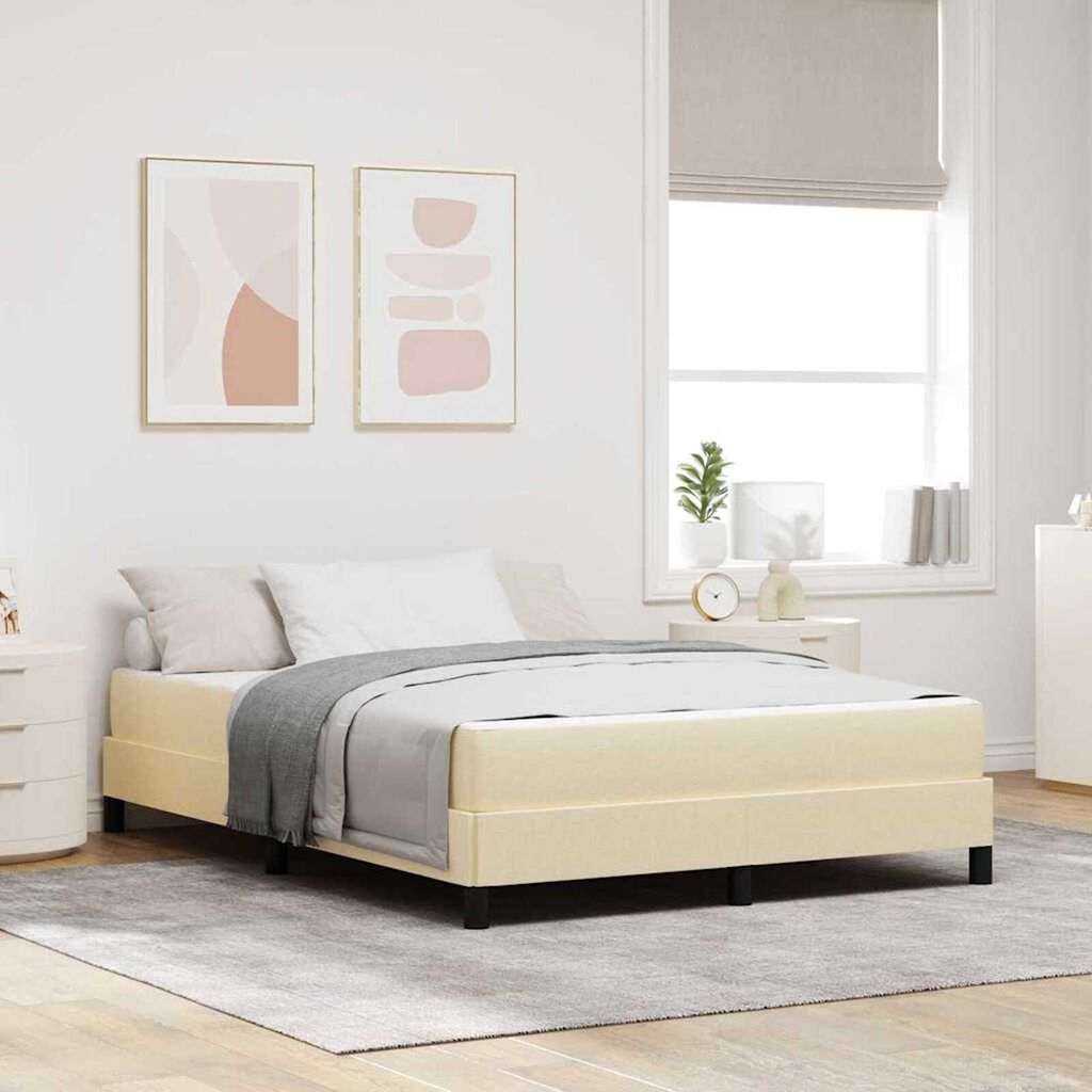 vidaXL Κρεβάτι με ελατήρια με στρώμα Κρεμ 160 x 200 cm ύφασμα