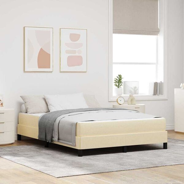 vidaXL Κρεβάτι με ελατήρια με στρώμα Κρεμ 160 x 200 cm ύφασμα
