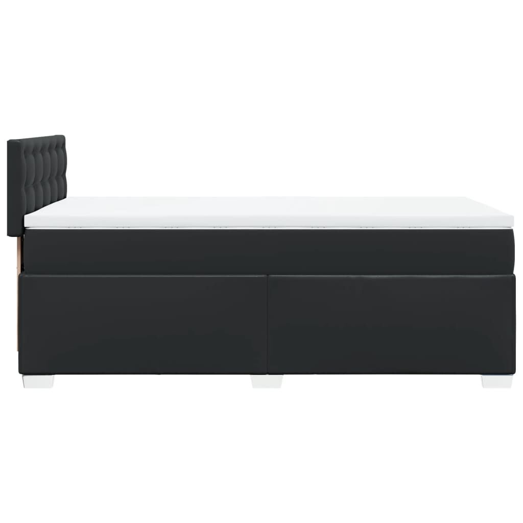 vidaXL Κρεβάτι Boxspring με Στρώμα Μαύρο 80 x 200 εκ. Συνθετικό Δέρμα