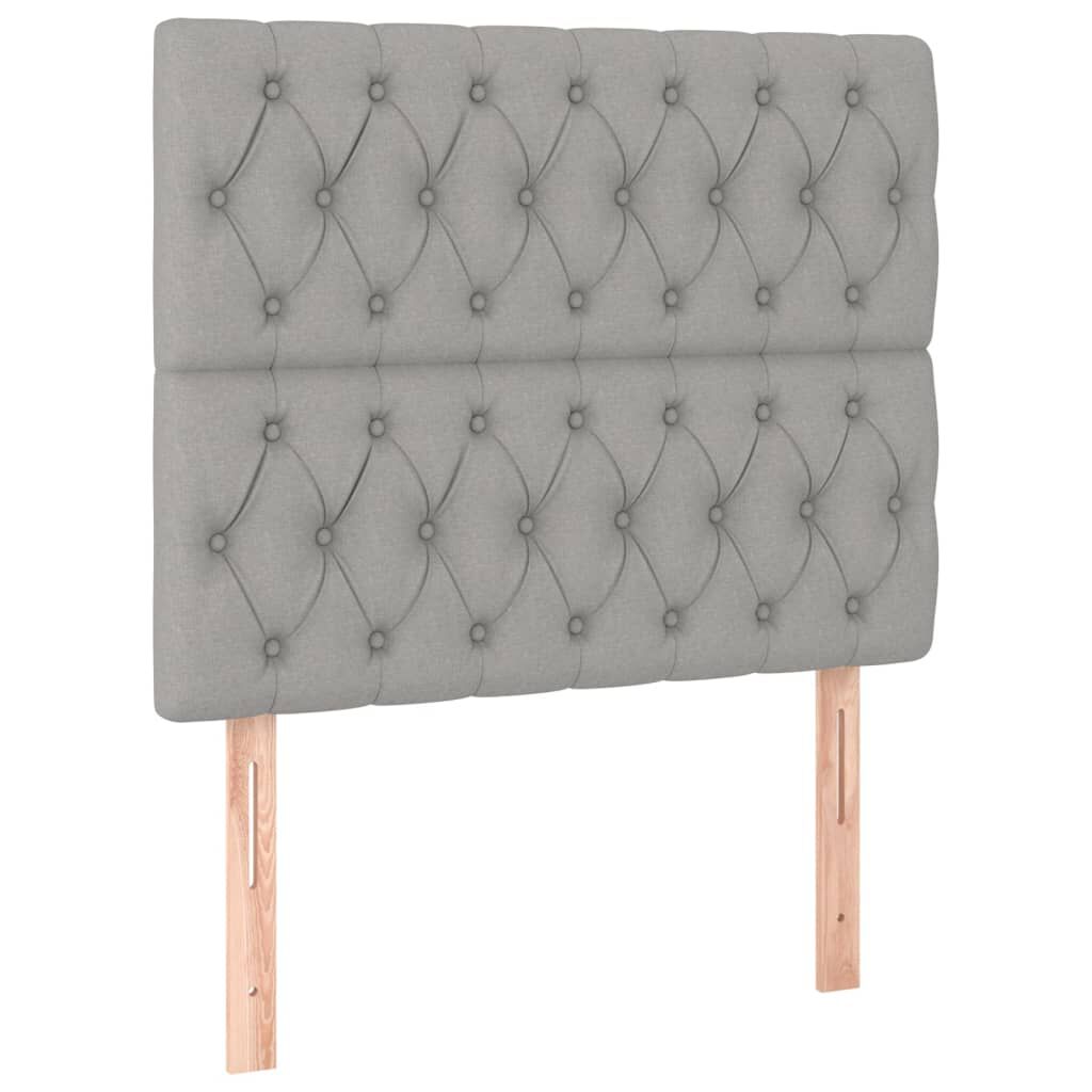 vidaXL Κρεβάτι Boxspring με Στρώμα & LED Αν.Γκρι 100x200εκ. Υφασμάτινο