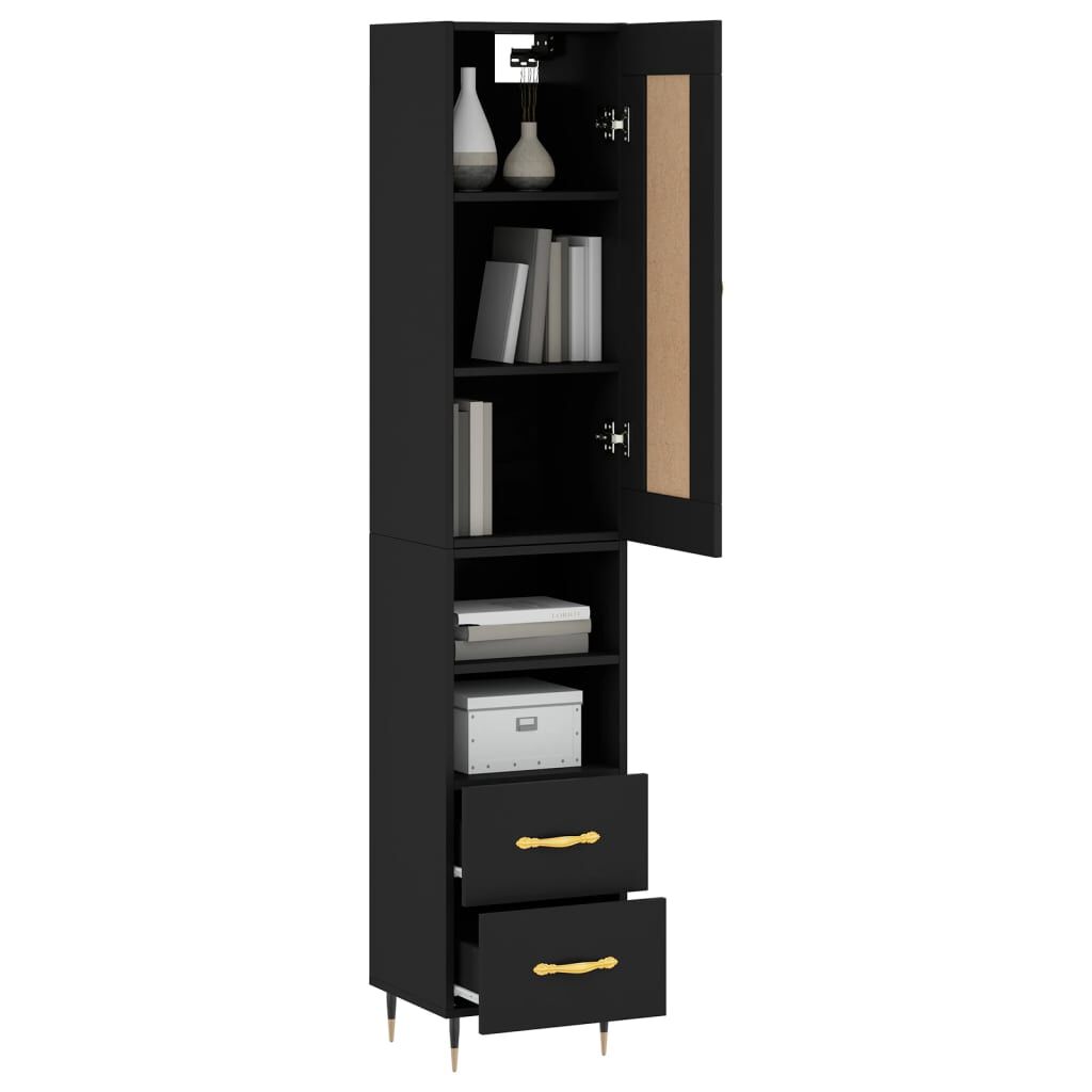 vidaXL Ντουλάπι Μαύρο 34,5 x 34 x 180 εκ. από Επεξεργασμένο Ξύλο