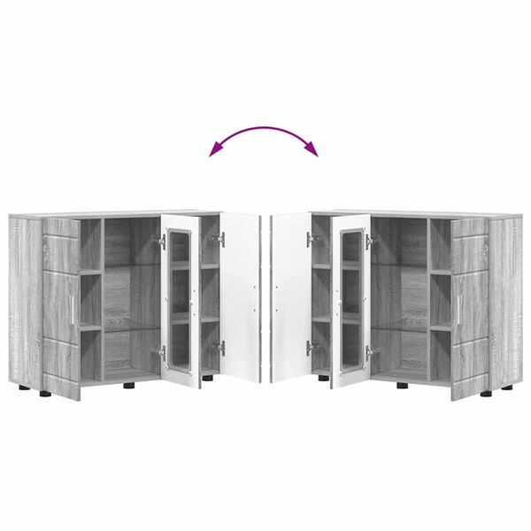 vidaXL Πλαϊνό γραφείο με ράφι με πόρτα Γκρι sonoma 55.5 x 29 x 100 εκ