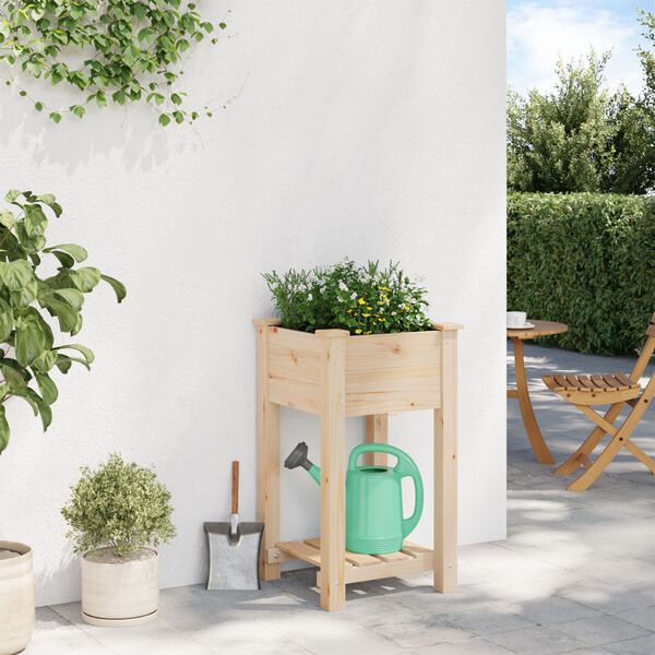 vidaXL Γλάστρα Κήπου με Ράφι 45x45x76 εκ. Μασίφ Ξύλο Πεύκου