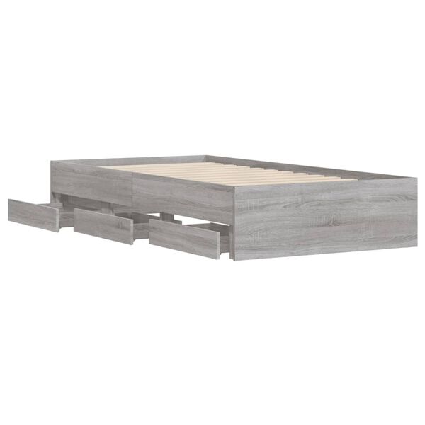 vidaXL Πλαίσιο Κρεβατιού με συρτάρια Γκρι sonoma 90x200εκ. Επεξ. Ξύλο