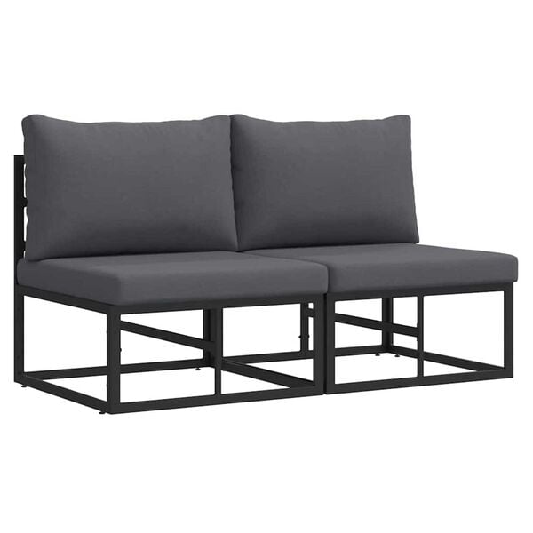 vidaXL Εξωτερικά Έπιπλα με μαξιλάρι με μαξιλάρι 2 pcs Μαύρο Αλουμίνιο