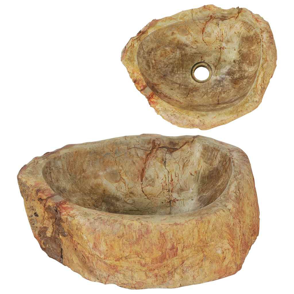 vidaXL Νιπτήρας Απολίθωμα Κρεμ 45 x 35 x 15 εκ. Πέτρινος