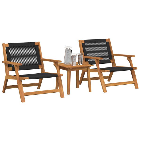 vidaXL Κήπου Καρέκλες με Τραπέζι 3 pcs Μαύρο 45 x 45 x 40 cm