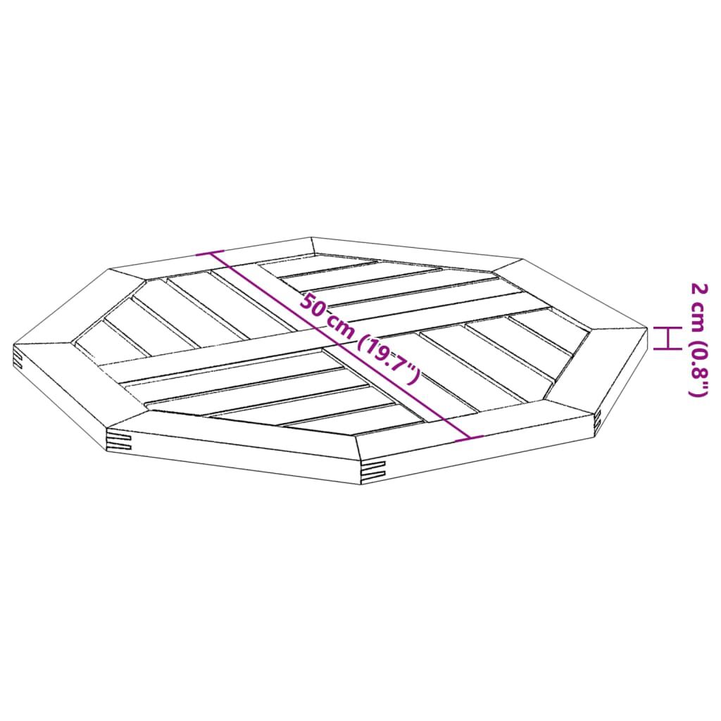 vidaXL Επιφάνεια Τραπεζιού Οκτάγωνη 50x50x2 εκ. Μασίφ Ξύλο Ακακίας