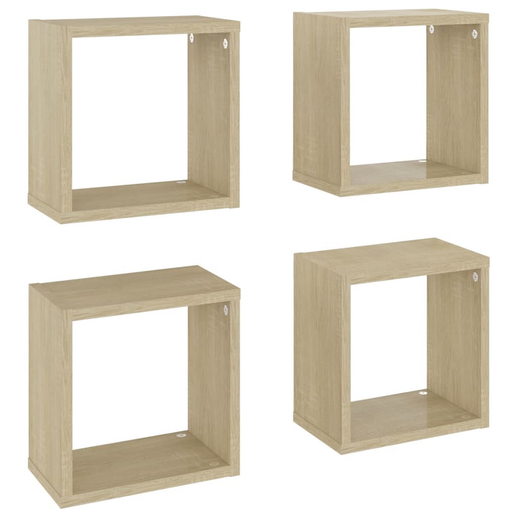 vidaXL Ράφια Κύβοι Τοίχου 4 τεμ. Sonoma Δρυς 26 x 15 x 26 εκ.