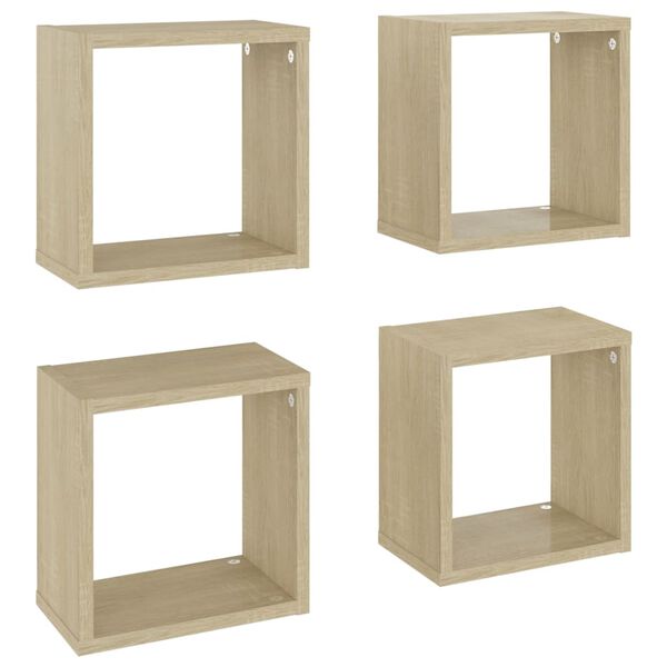 vidaXL Ράφια Κύβοι Τοίχου 4 τεμ. Sonoma Δρυς 26 x 15 x 26 εκ.