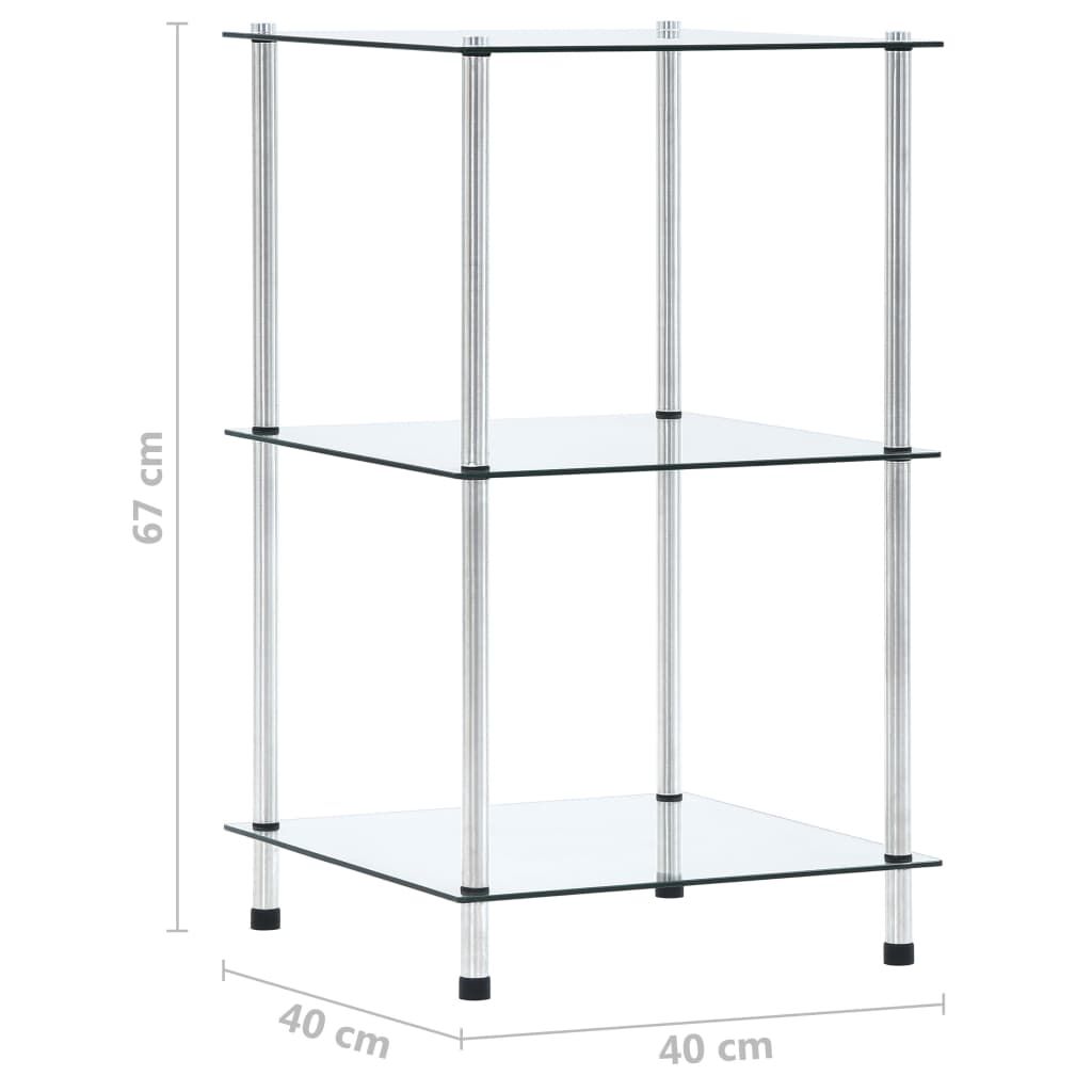 vidaXL Ράφι Διαφανές 3 Επιπέδων 40 x 40 x 67 εκ. από Ψημένο Γυαλί