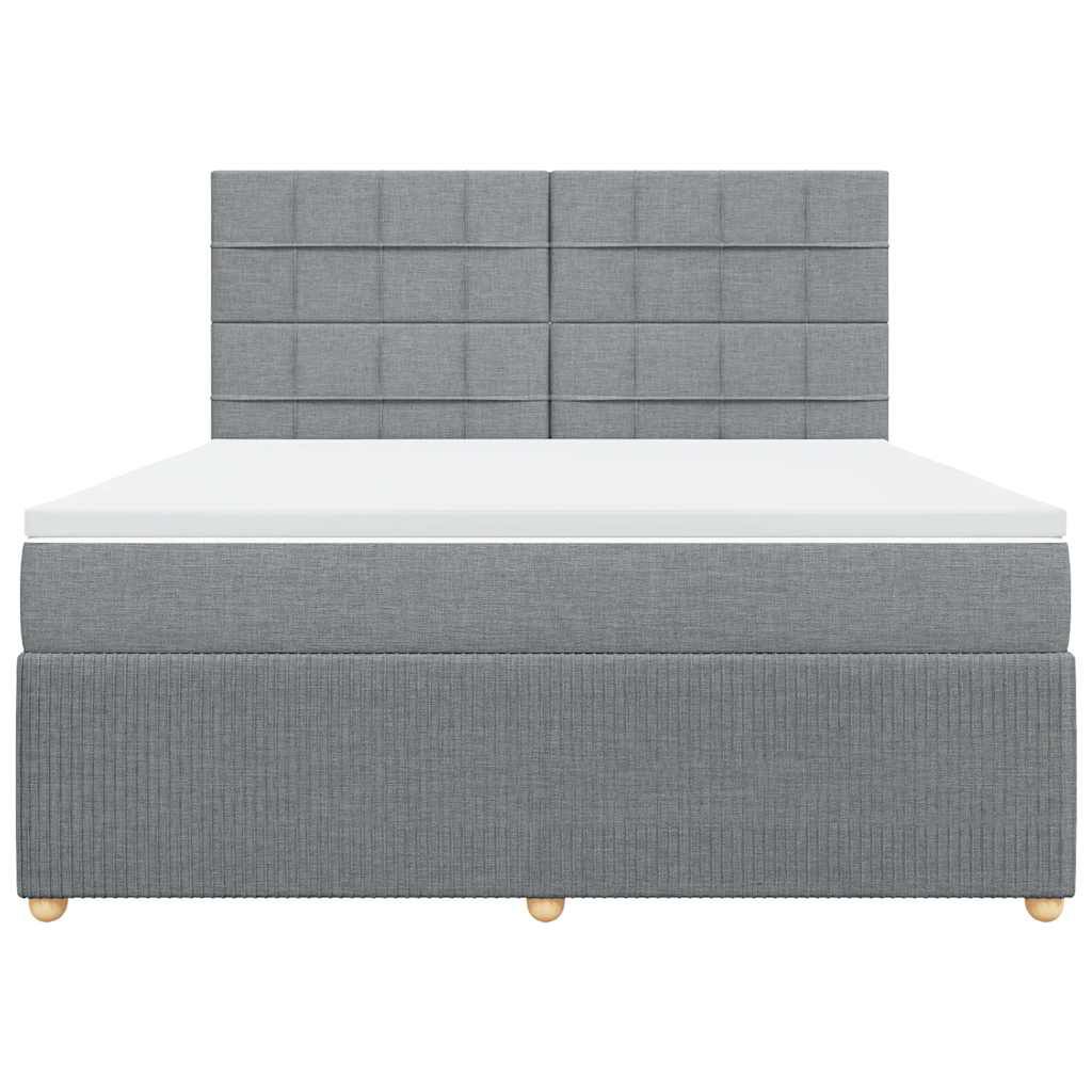 vidaXL Κρεβάτι Boxspring με Στρώμα Ανοιχτό Γκρι 180x200 εκ. Υφασμάτινο