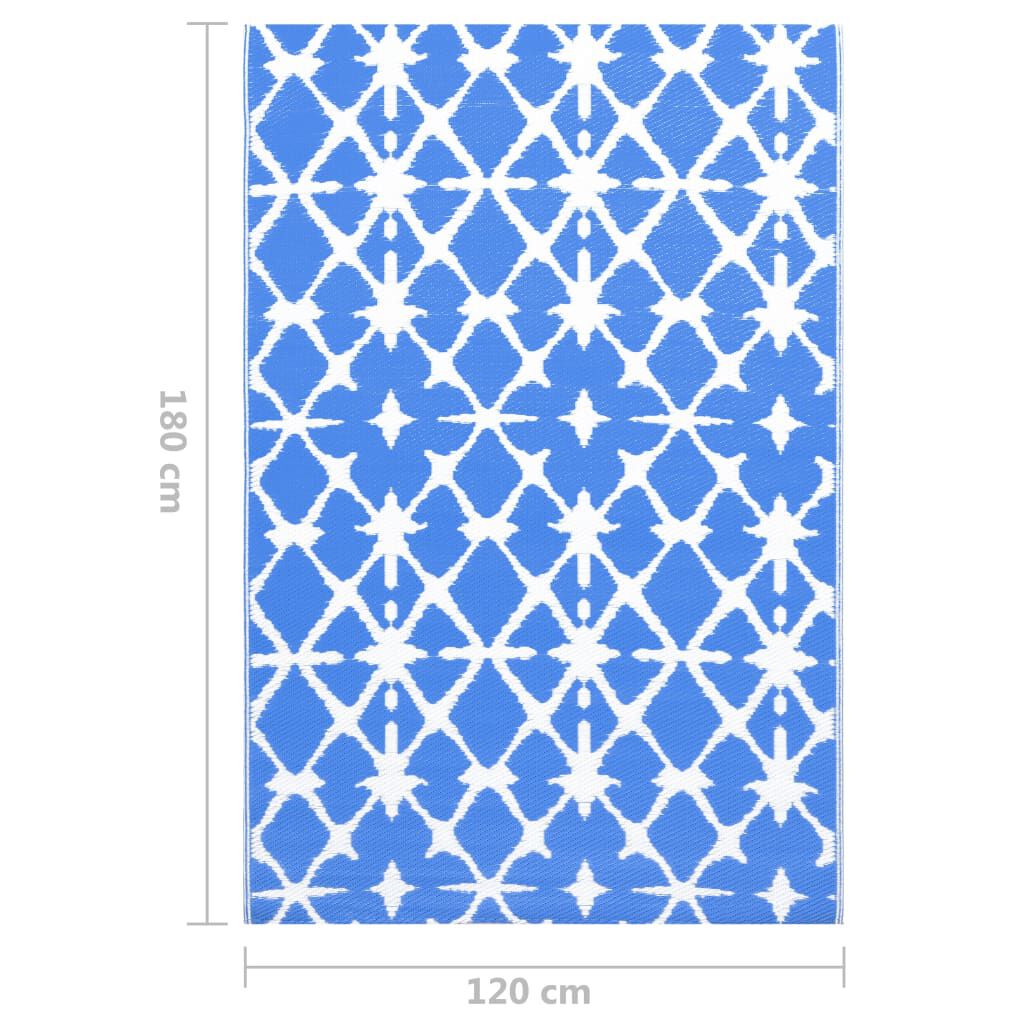 vidaXL χαλί εξωτερικού χώρου ARAKIL μπλε και λευκό 120x180 cm PP