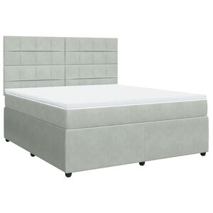 vidaXL Κρεβάτι Boxspring με Στρώμα Ανοιχτό Γκρι 180x200 εκ. Βελούδινο