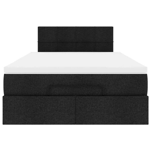 vidaXL Οθωμανικό κρεβάτι με στρώμα Μαύρο 120x190 cm Ύφασμα