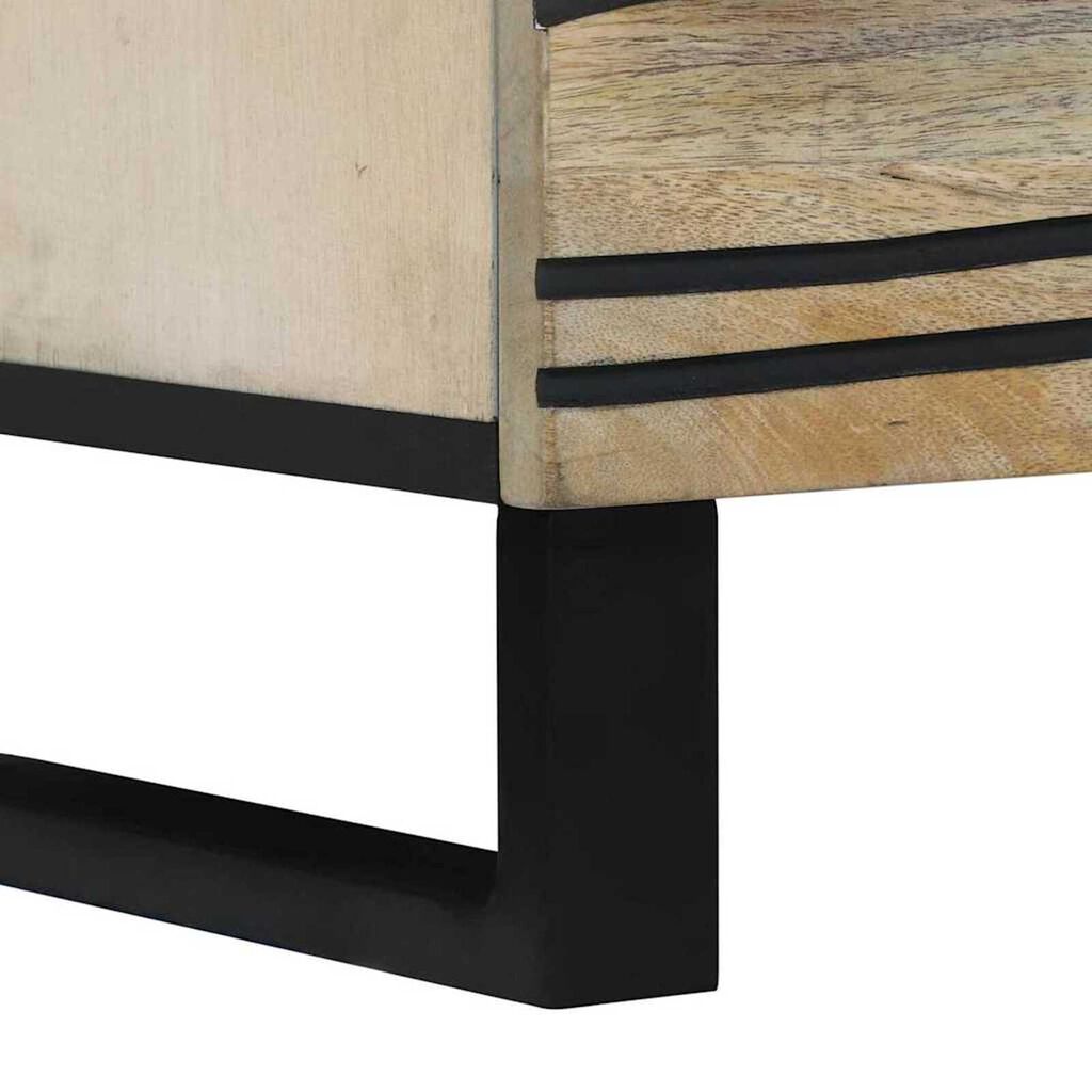 vidaXL Κομοδίνο Λευκό και μαύρο 50 x 33 x 60 εκ Μασίφ ξύλο μάνγκο