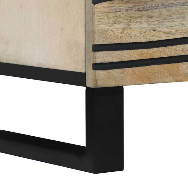 vidaXL Κομοδίνο Λευκό και μαύρο 50 x 33 x 60 εκ Μασίφ ξύλο μάνγκο