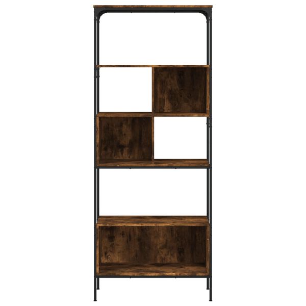 vidaXL Βιβλιοθήκη 5 Επιπέδων Καπνιστή Δρυς 76x33x188,5 εκ. Επεξ. Ξύλο
