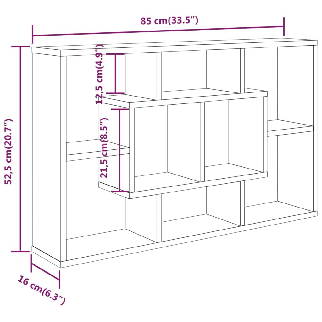vidaXL Ραφιέρα Τοίχου Καφέ Δρυς 85x16x52,5 εκ. Επεξεργασμένο Ξύλο