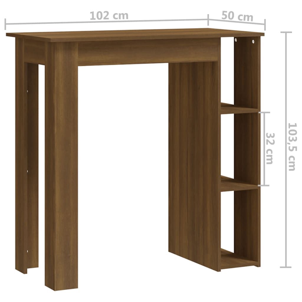 vidaXL Τραπέζι Κονσόλα με Ράφι Καφέ Δρυς 102x50x103,5εκ. Επεξεργ. Ξύλο